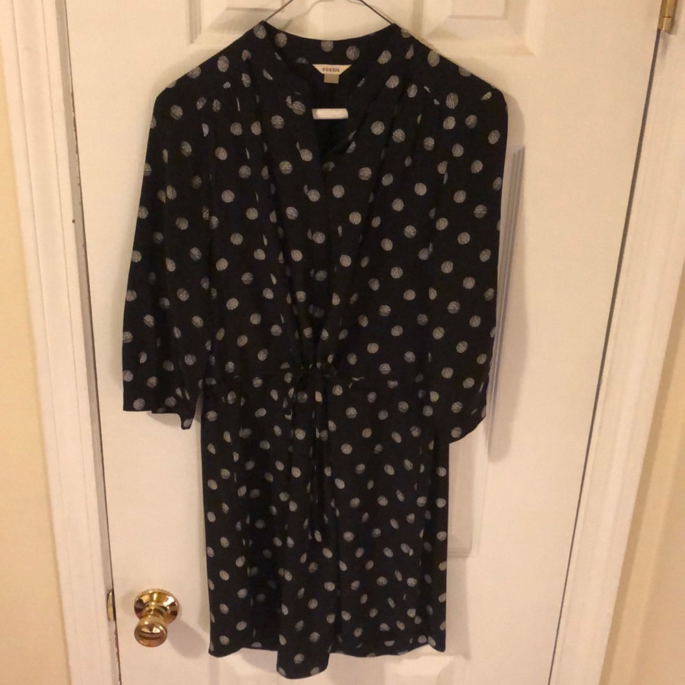 Black silk dress with dots Fossil Size XS